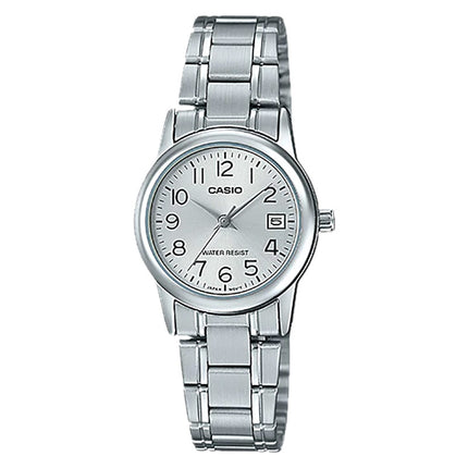 Casio General LTP-V002D-7BUDF Ladies Silver Dial Stainless Steel Band