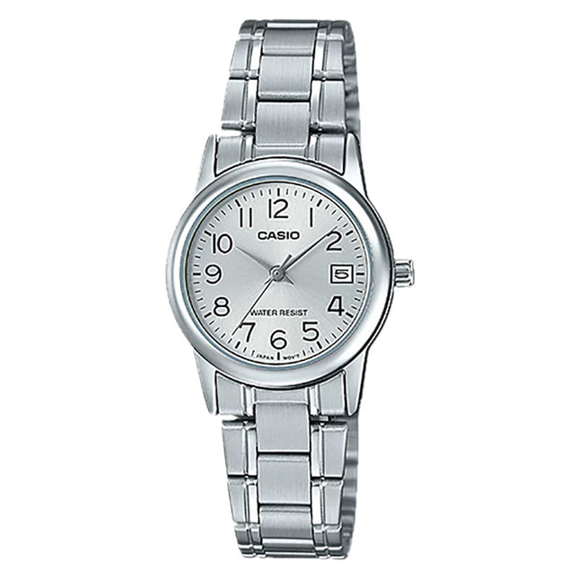 Casio General LTP-V002D-7BUDF Ladies Silver Dial Stainless Steel Band