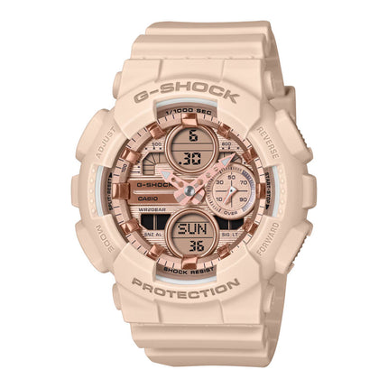 Casio G-Shock GMA-S140PG-4ADR Women Digital Analog Metallic Dial Pink Resin Band