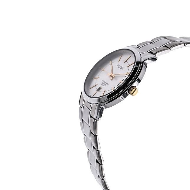 Alba AS9A49X1 White Dial Stainless Steel Strap