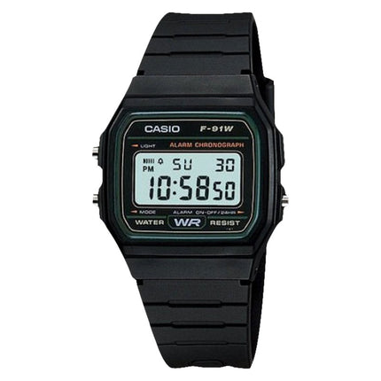 Casio General F-91W-3DG Digital Dial Black Resin Band