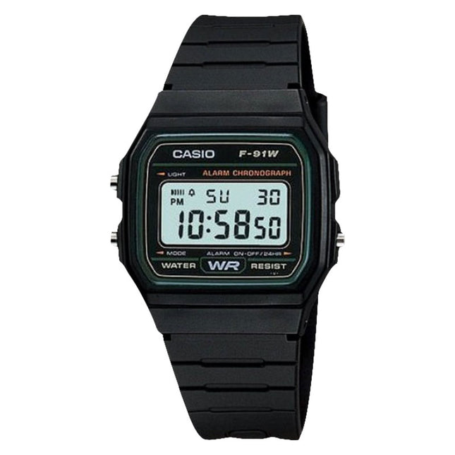 Casio General F-91W-3DG Digital Dial Black Resin Band