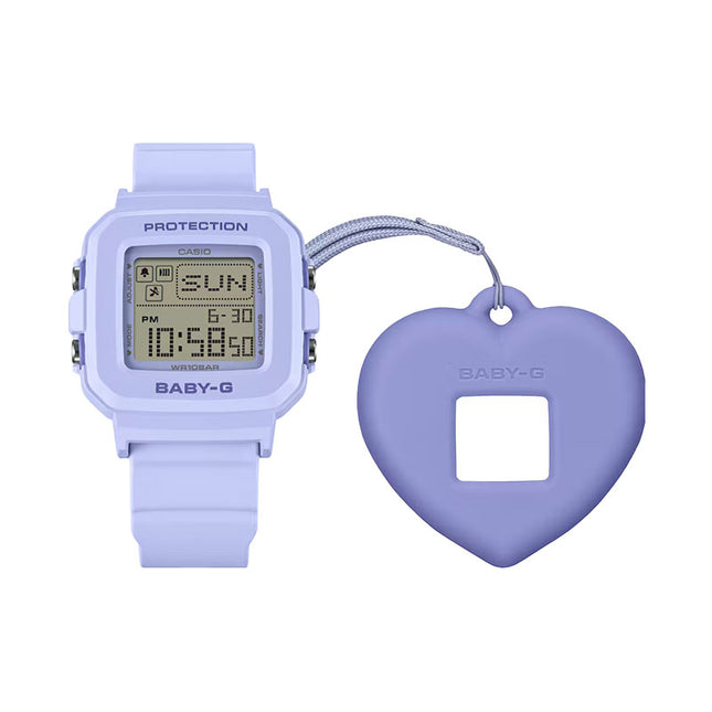 Casio Baby-G + Plus BGD-10KH-2BDR Digital Dial Light Purple Resin Band + Case Holder Set