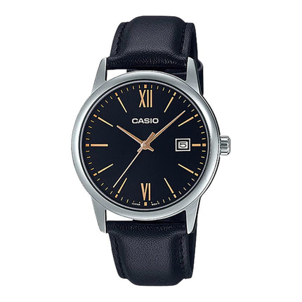 Casio General MTP-V002L-1B3UDF Black Dial Black Leather Band