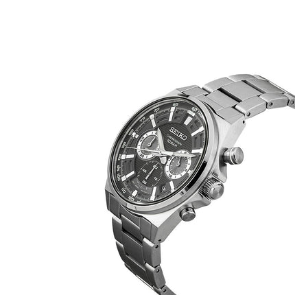 Seiko Chronograph SSB397P1 Essentials Discover More Men Black Dial Stainless Steel Strap