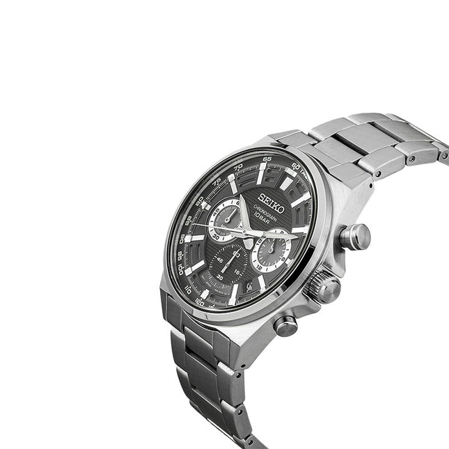 Seiko Chronograph SSB397P1 Essentials Discover More Men Black Dial Stainless Steel Strap