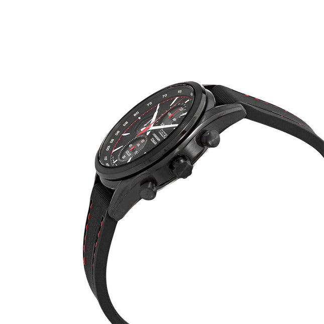 Seiko Chronograph SSC777P1 Solar Men Black Dial Black Rubber Strap