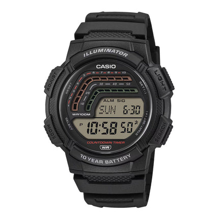 Casio General WS-1800-1AVDF Illuminator Ten Year Battery Life Digital Dial Black Resin Band
