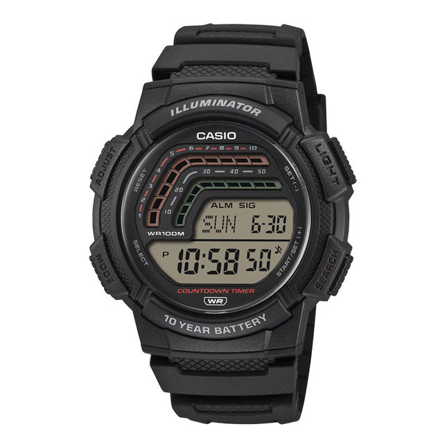 Casio General WS-1800-1AVDF Illuminator Ten Year Battery Life Digital Dial Black Resin Band