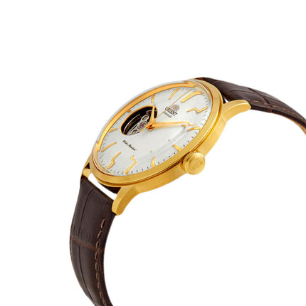 Orient Classic Automatic RA-AG0003S Men White Open Heart Dial Brown Leather Strap
