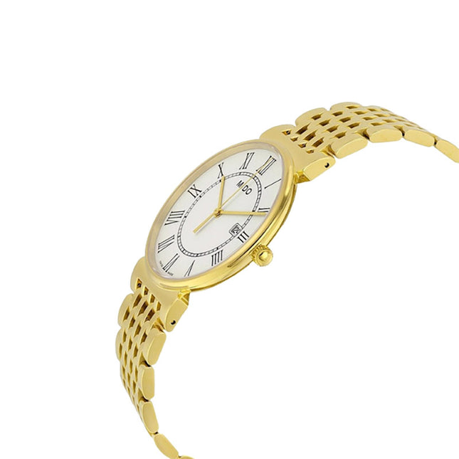 Mido Dorada M009.610.33.013.00 White Dial Gold Stainless Steel Strap