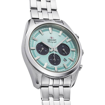 Orient Contemporary RA-TX0304L Chronograph Solar Powered Sky Blue Dial Stainless Steel Strap