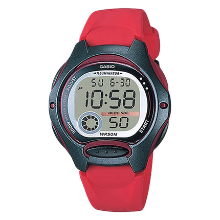 Casio General LW-200-4AVDF 10 Years Battery Life Digital Dial Red Rubber Band