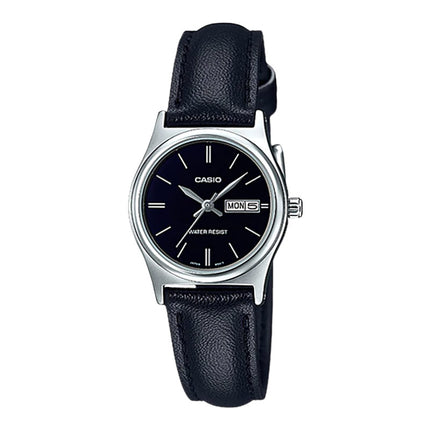 Casio General LTP-V006L-1B2UDF Ladies Black Dial Black Leather Band