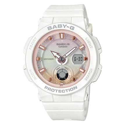 Casio Baby-G BGA-250-7A2DR Beach Traveler Series Digital Analog Dial White Resin Band