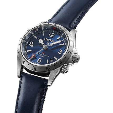 Seiko Prospex SPB377J1 Alpinist GMT Blue Dial Blue Leather Strap