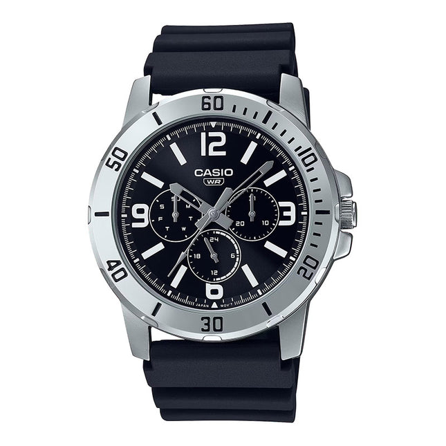 Casio General MTP-VD300-1BUDF Men Black Dial Black Resin Band