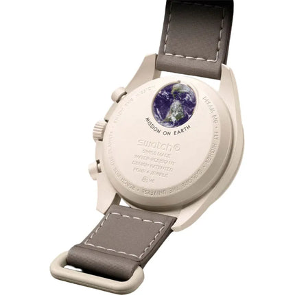 Swatch X Omega Bioceramic Moonswatch SO33T103 Mission On Earth Dessert Speedmaster Velcro Strap