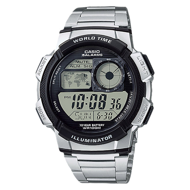 Casio General AE-1000WD-1AVDF 10 Digital Dial Stainless Steel Band