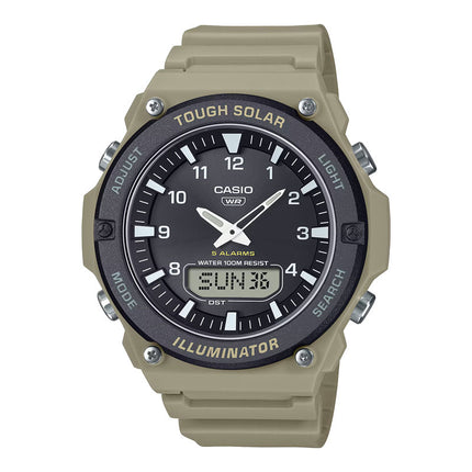 Casio General AQ-S820W-5AVDF Men Tough Solar Black Dial Brown Resin Band