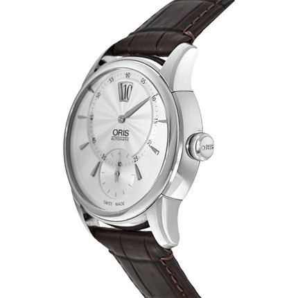 Oris Artelier Jumping Hour 01-917-7702-4051-07-5-21-70FC Grey Dial Brown Leather Strap 
