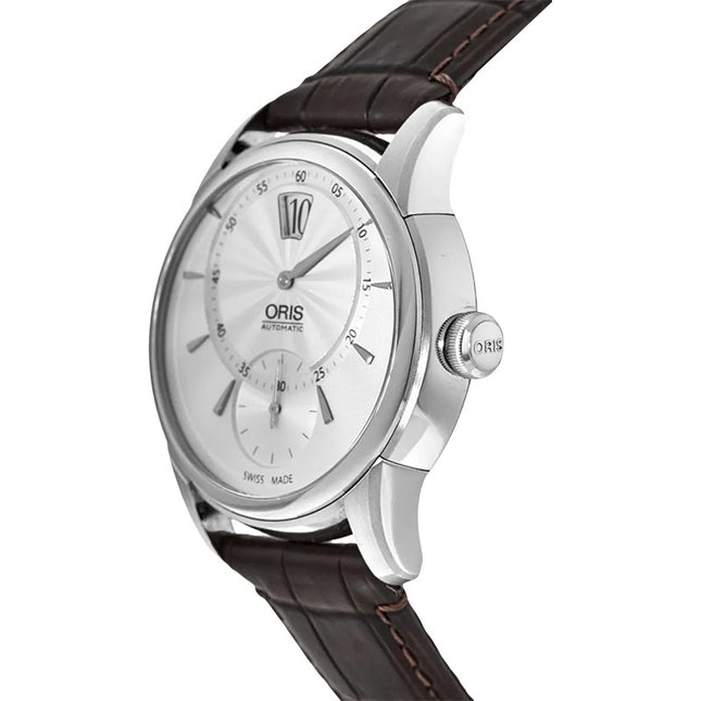 Oris Artelier Jumping Hour 01-917-7702-4051-07-5-21-70FC Grey Dial Brown Leather Strap 