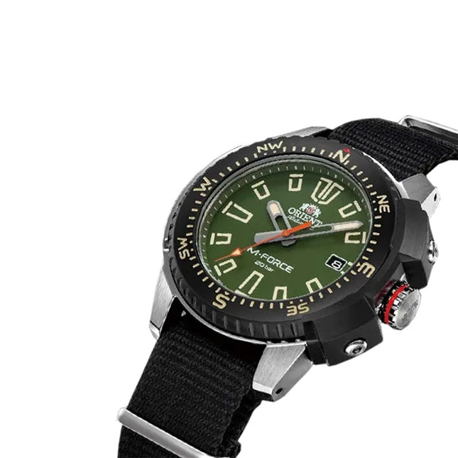 Orient M-Force RA-AC0N03E Mechanical Sports Automatic Men Green Dial Black Nylon Strap