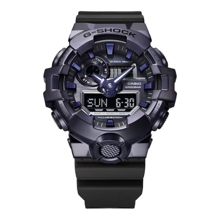 Casio G-Shock GM-700P-6ADR G-Steel Metal Clad Purple Digital Analog Dial Black Resin Band