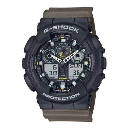 Casio G-Shock GA-100TU-1A3DR Two Tone Utility Color Series Digital Analog Dial Sand Khaki Resin Band