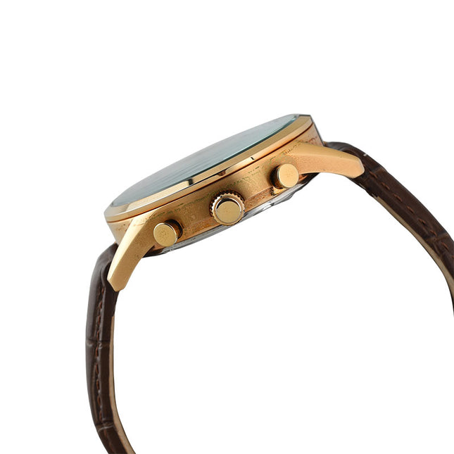 Alba Prestige AM3430X1 Chronograph Men Silver Dial Brown Leather Strap