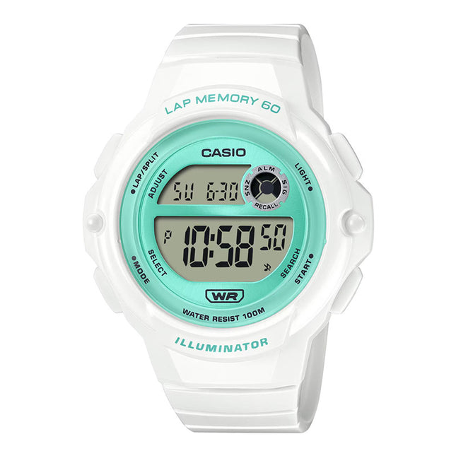 Casio General LWS-1200H-7A3VDF Green Digital Dial White Resin Band