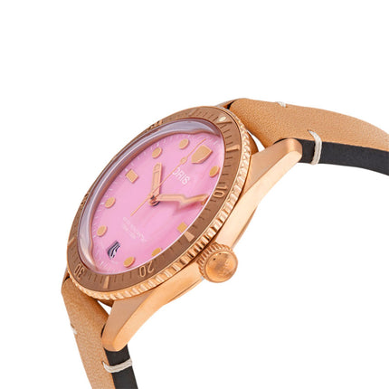 Oris Divers Sixty-Five 01-733-7771-3158-07-5-19-04BR Cotton Candy L. Pink Dial Brown Leather Strap