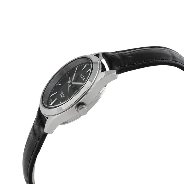 Alba AN8091X1_AJ6195X1 Couple Black Dial Black Leather Strap