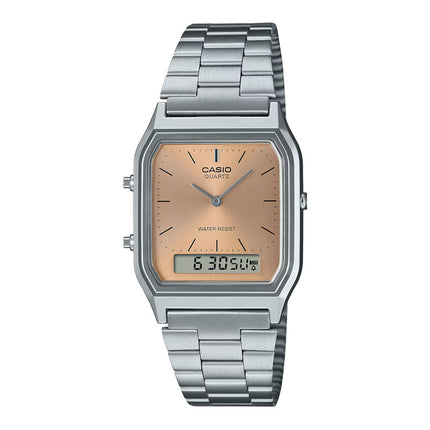 Casio General AQ-230A-4AMQYDF Vintage Digital Analog Dial Stainless Steel Band