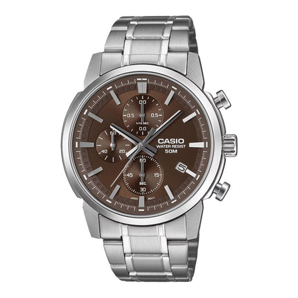 Casio General MTP-E510D-5AVDF Chronograph Men Brown Dial Stainless Steel Band