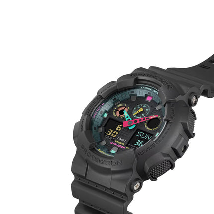 Casio G-Shock GA-100MF-1ADR Multi-Fluorescent Accents Series Digital Analog Dial Black Resin Band