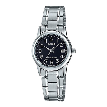 Casio General LTP-V002D-1BUDF Ladies Black Dial Stainless Steel Band