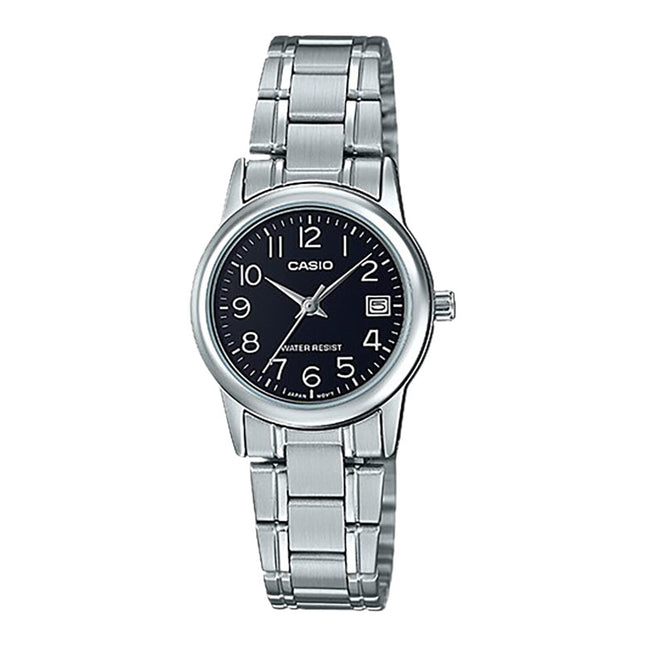 Casio General LTP-V002D-1BUDF Ladies Black Dial Stainless Steel Band