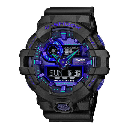 Casio G-Shock GA-700VB-1ADR Virtual Blue Digital Analog Dial Black Resin Band