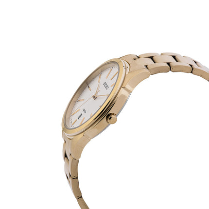 Seiko Classic SGEG74P1 White Dial Gold Stainless Steel Strap