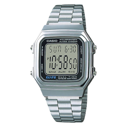 Casio General A178WA-1ADF Vintage Digital Dial Stainless Steel Band