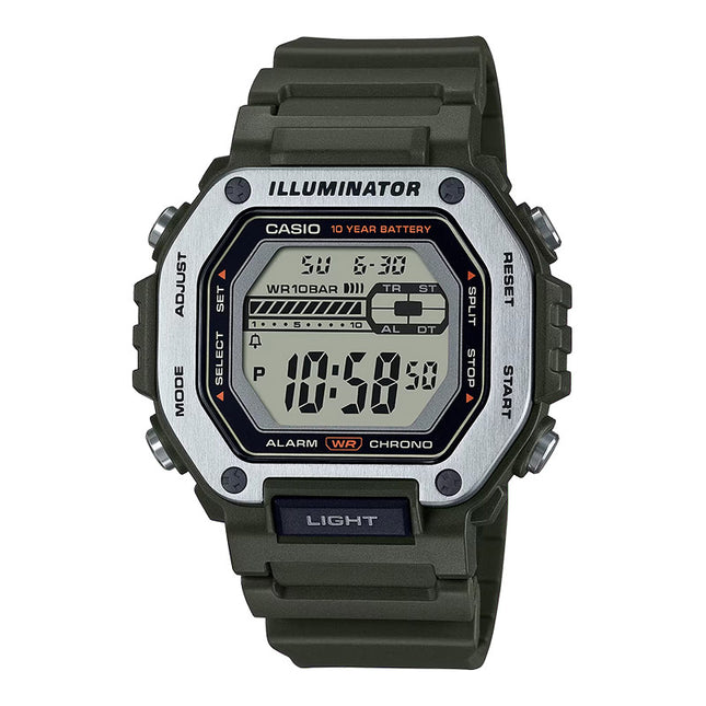 Casio General MWD-110H-3AVDF Men Illuminator Digital Dial Green Resin Band