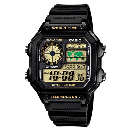 Casio General AE-1200WH-1BVDF Digital Dial Black Resin Band