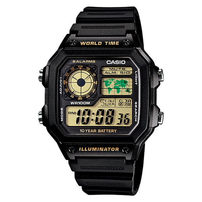 Casio General AE-1200WH-1BVDF Digital Dial Black Resin Band