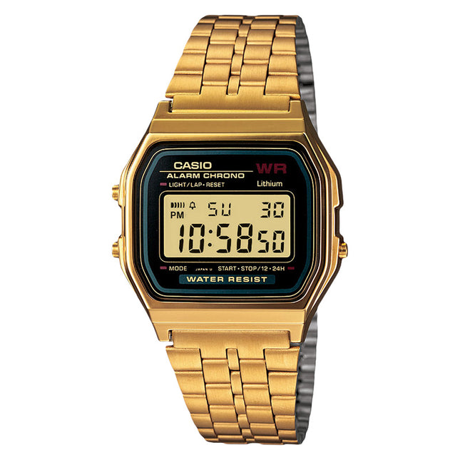 Casio General A159WGEA-1DF Retro Digital Dial Gold Tone Stainless Steel Band