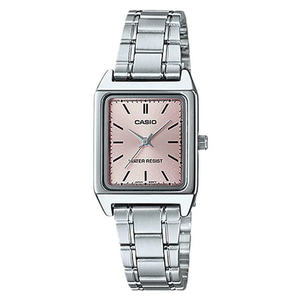 Casio General LTP-V007D-4EUDF Tank Pink Dial Stainless Steel Band