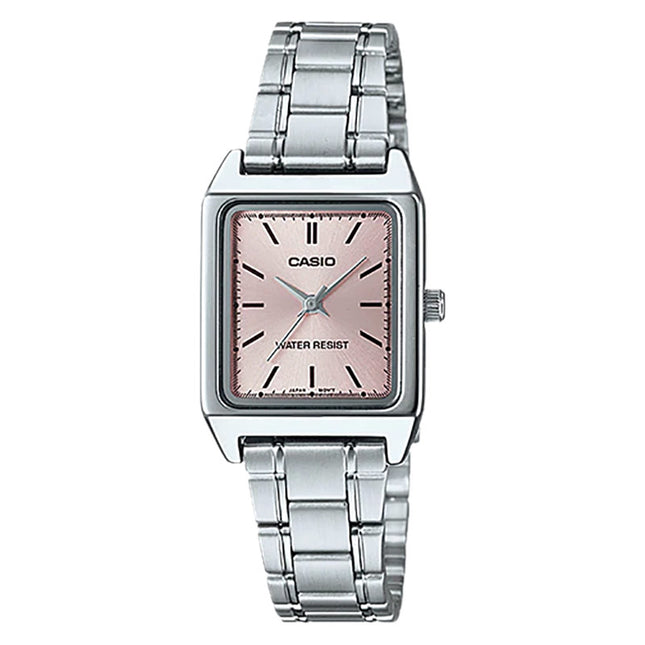 Casio General LTP-V007D-4EUDF Tank Pink Dial Stainless Steel Band