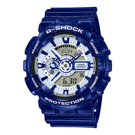Casio G-Shock GA-110BWP-2ADR Chinese Porcelain Digital Analog Dial Navy Blue Resin Band