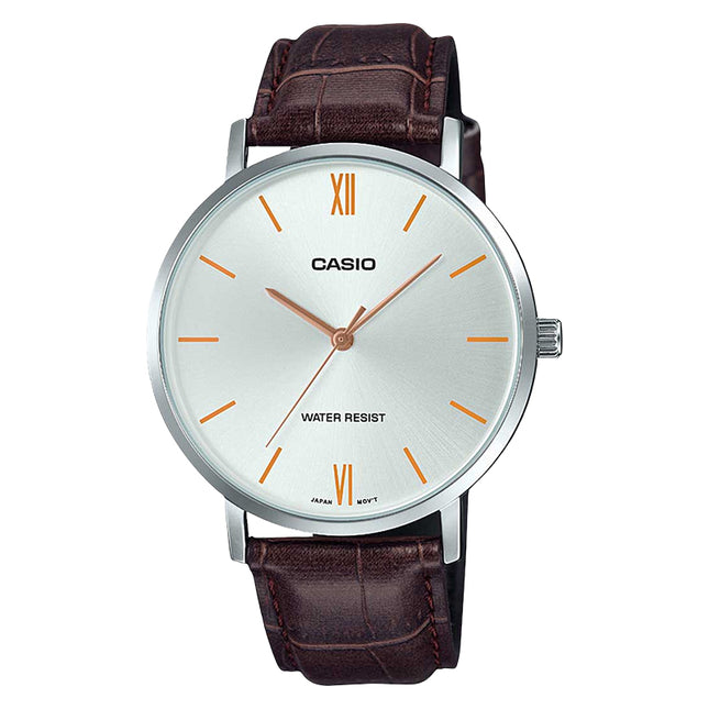 Casio General MTP-VT01L-7B2UDF Men Silver Dial Brown Leather Band