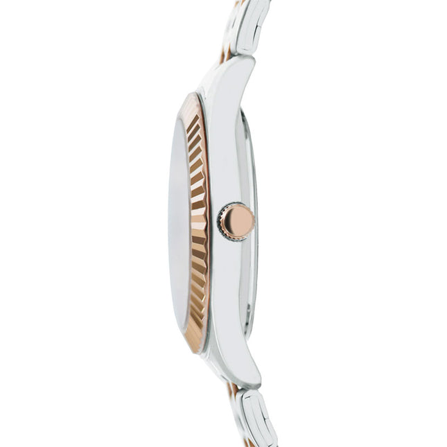 Alba Fashion AH7FF6X1 Ladies Analog Silver Dial Dual Tone Stainless Steel Strap